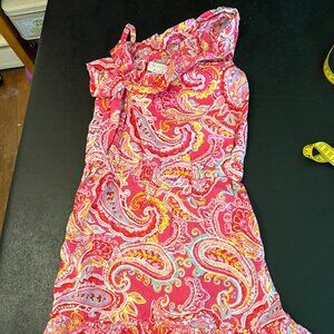 Children's Place, kids, pink patterned sun dress, one shoulder, size 8